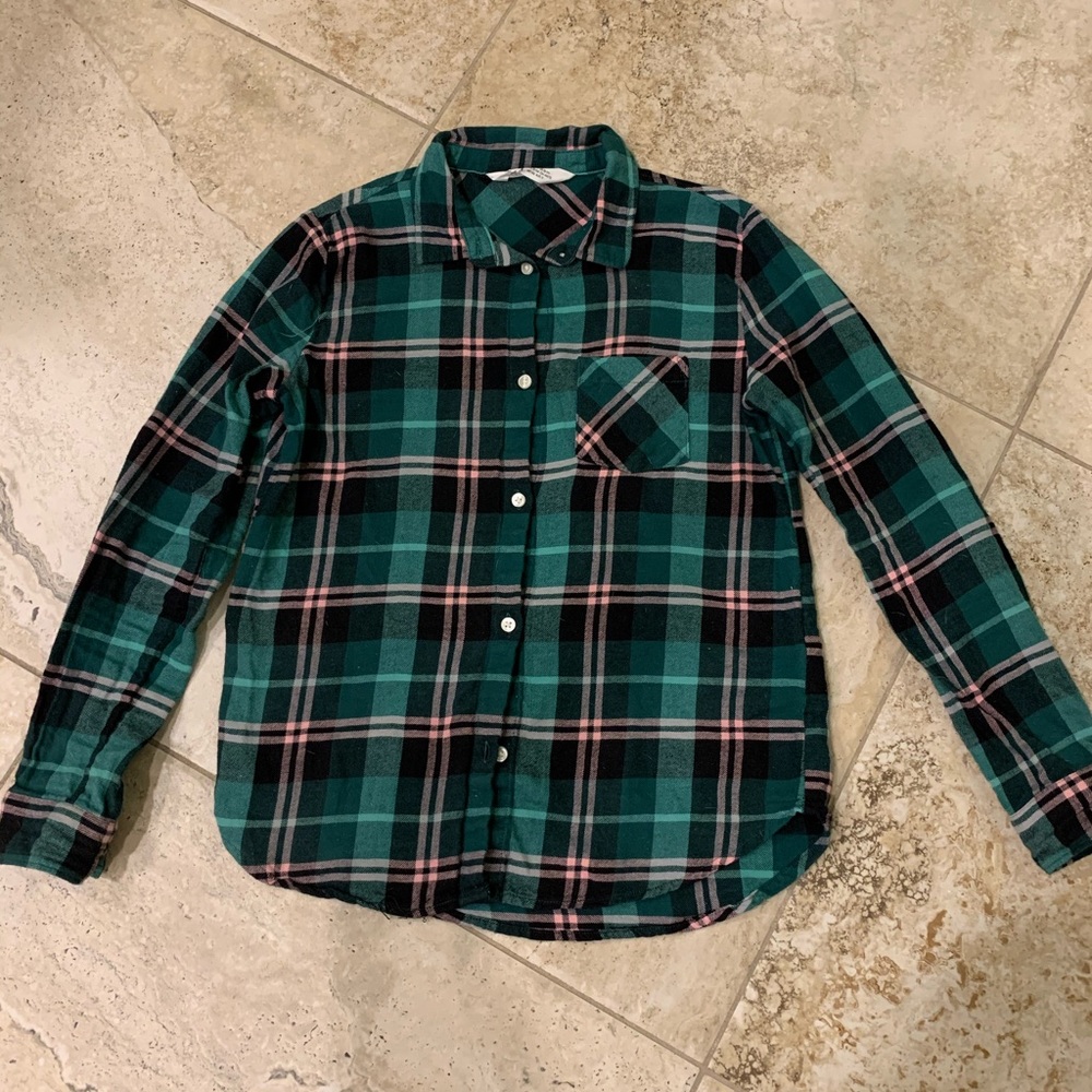 Girls green Flannel shirt